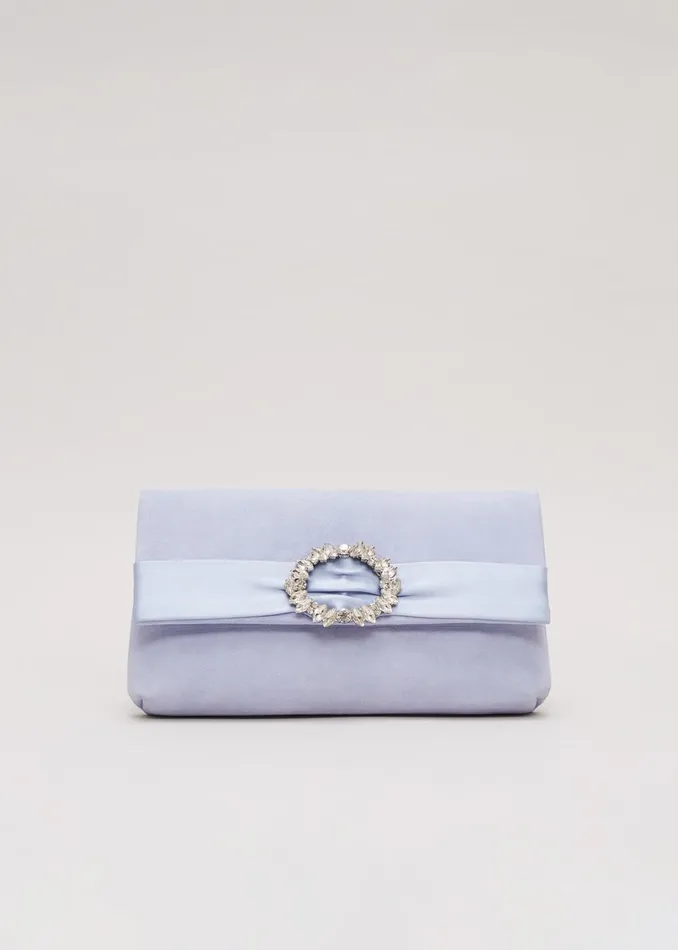 Women Phase Eight Bags and Clutches Embellished Slim Clutch Bag Pale Blue