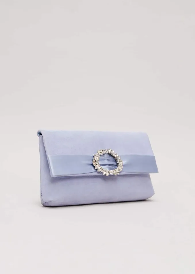 Women Phase Eight Bags and Clutches Embellished Slim Clutch Bag Pale Blue