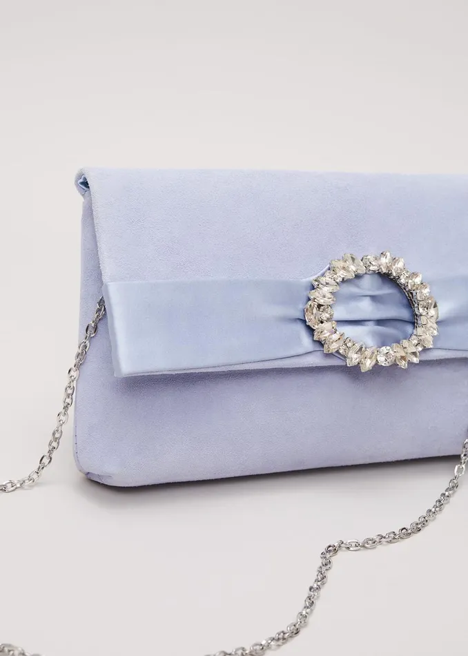 Women Phase Eight Bags and Clutches Embellished Slim Clutch Bag Pale Blue