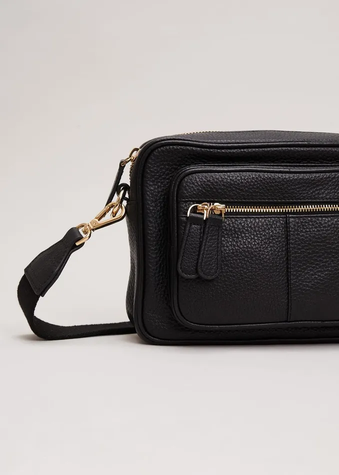 Women Phase Eight Bags and Clutches Leather Cross Body Bag Black