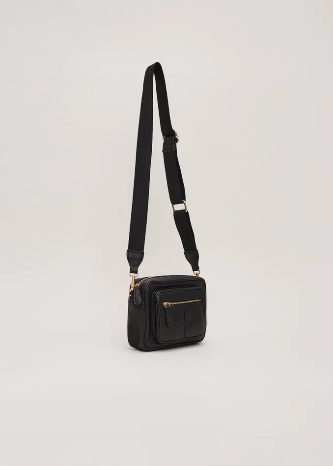 Women Phase Eight Bags and Clutches Leather Cross Body Bag Black