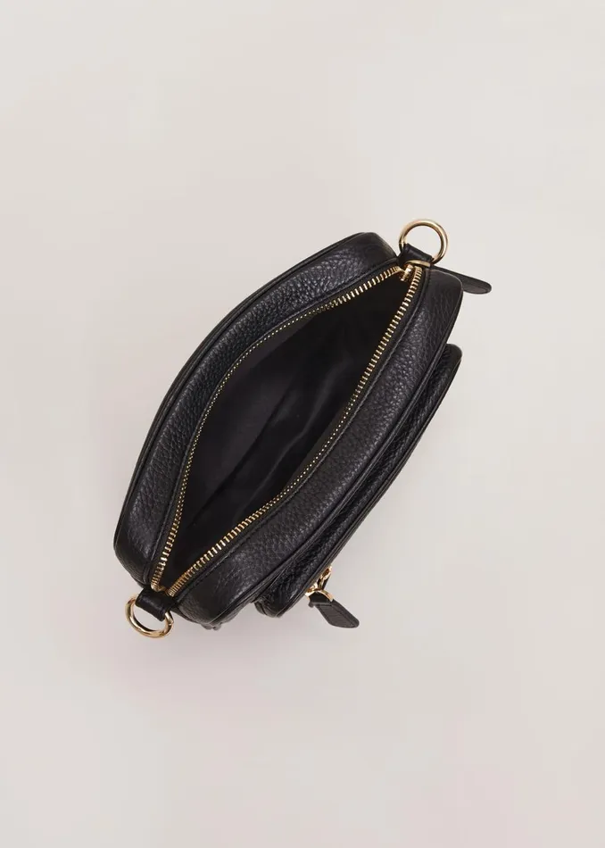 Women Phase Eight Bags and Clutches Leather Cross Body Bag Black