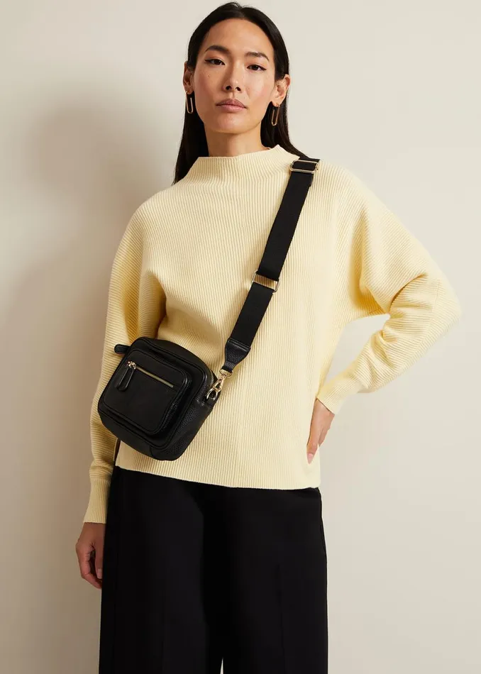 Women Phase Eight Bags and Clutches Leather Cross Body Bag Black