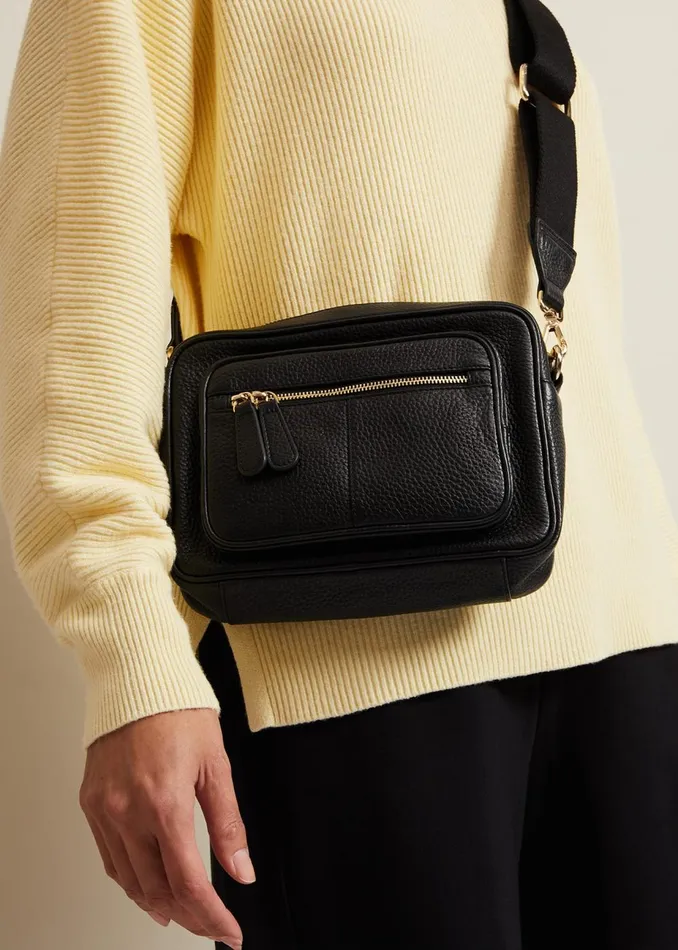 Women Phase Eight Bags and Clutches Leather Cross Body Bag Black