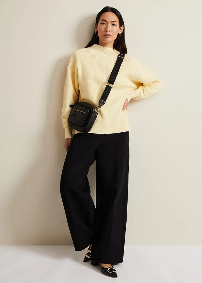 Women Phase Eight Bags and Clutches Leather Cross Body Bag Black