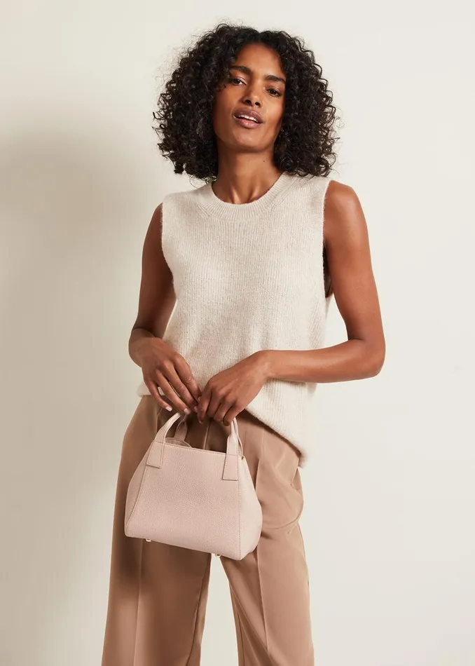 Women Phase Eight Bags and Clutches Mini Leather Tote Bag Pale Pink