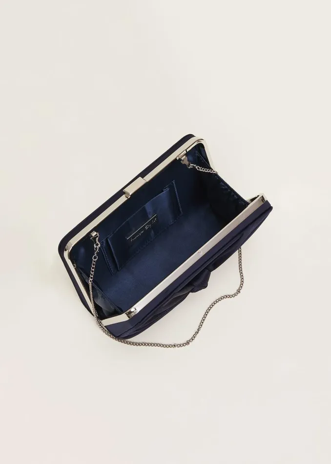 Women Phase Eight Bags and Clutches Navy Satin Clutch Box Navy