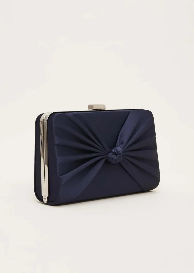 Women Phase Eight Bags and Clutches Navy Satin Clutch Box Navy