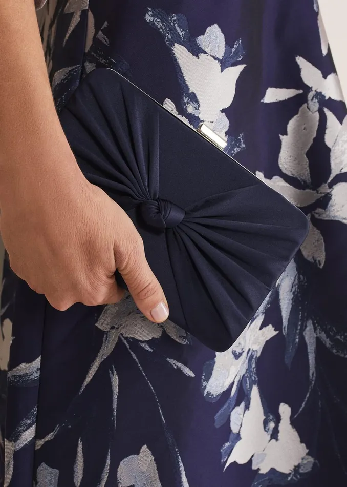 Women Phase Eight Bags and Clutches Navy Satin Clutch Box Navy
