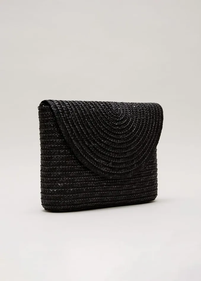 Women Phase Eight Bags and Clutches Oversized Straw Clutch Bag Black
