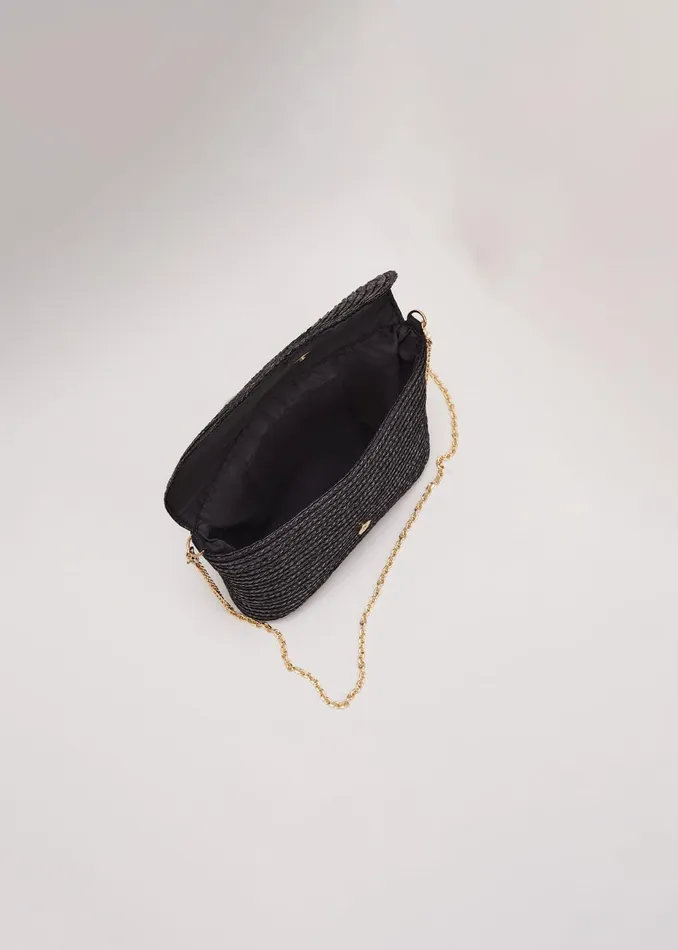 Women Phase Eight Bags and Clutches Oversized Straw Clutch Bag Black