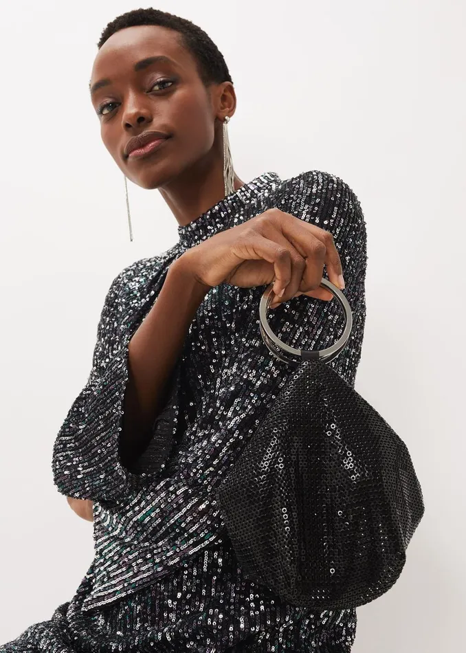 Women Phase Eight Bags and Clutches Rayna Chain Mail Bag Black
