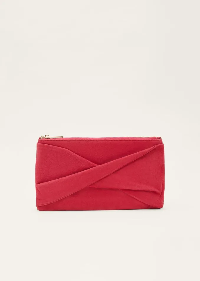 Women Phase Eight Bags and Clutches Red Suede Clutch Bag Lipstick