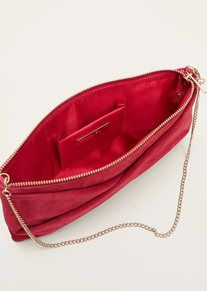 Women Phase Eight Bags and Clutches Red Suede Clutch Bag Lipstick