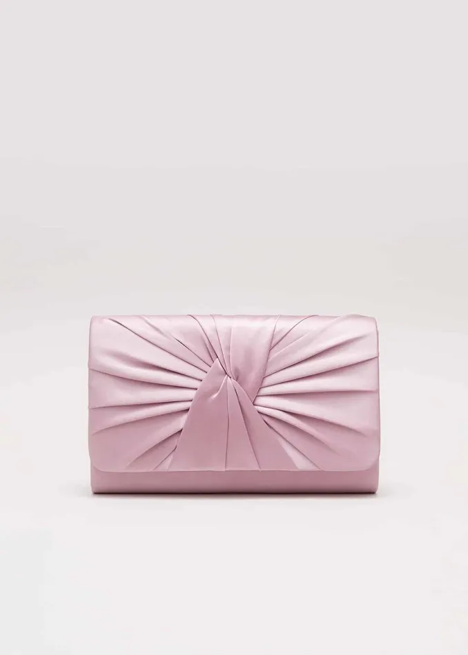 Women Phase Eight Bags and Clutches Satin Twist Clutch Pink