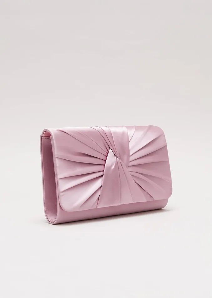Women Phase Eight Bags and Clutches Satin Twist Clutch Pink
