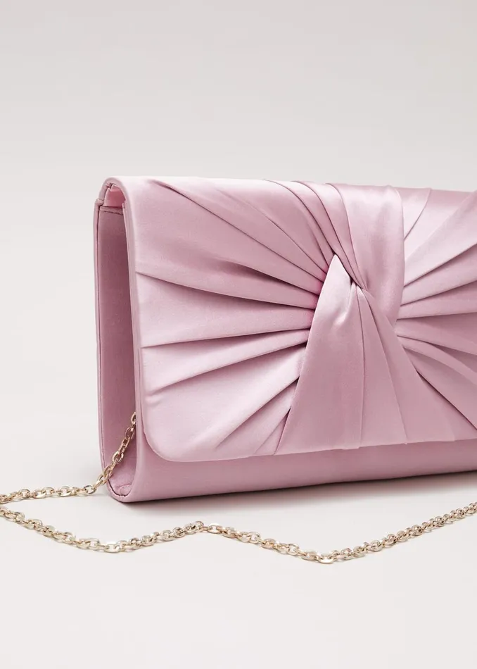 Women Phase Eight Bags and Clutches Satin Twist Clutch Pink