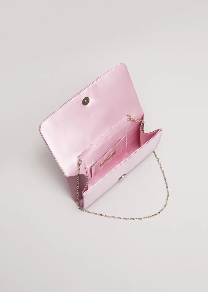 Women Phase Eight Bags and Clutches Satin Twist Clutch Pink
