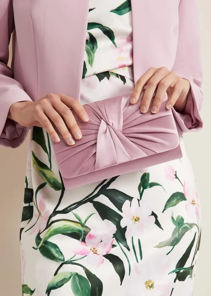 Women Phase Eight Bags and Clutches Satin Twist Clutch Pink