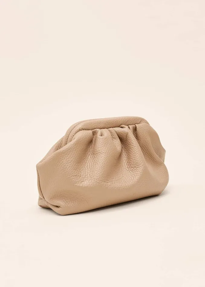 Women Phase Eight Bags and Clutches Soft Leather Pouch Nude