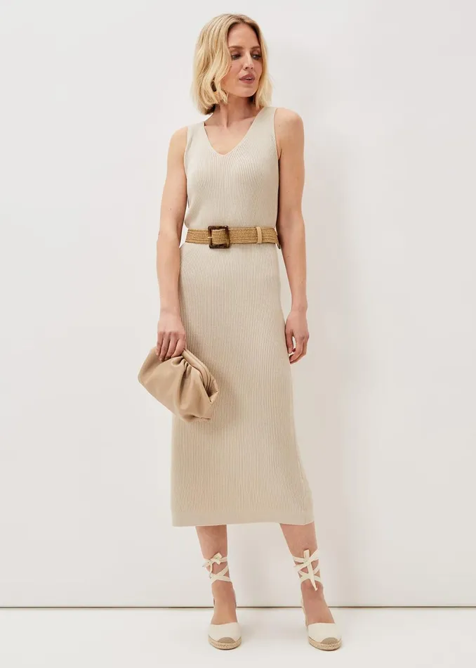 Women Phase Eight Bags and Clutches Soft Leather Pouch Nude