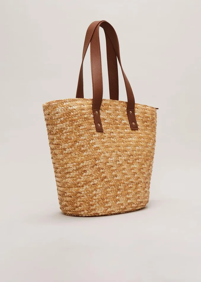 Women Phase Eight Bags and Clutches Straw Shoulder Bag Neutral