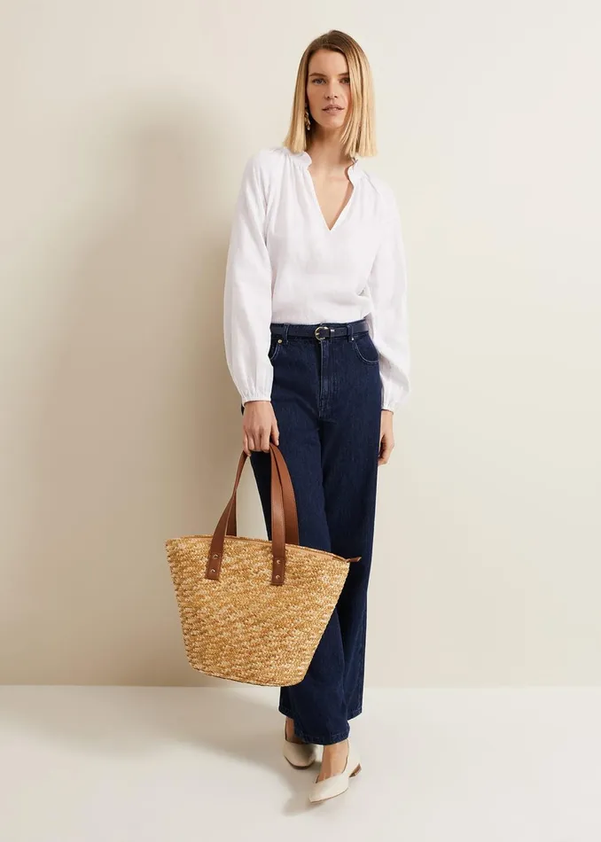 Women Phase Eight Bags and Clutches Straw Shoulder Bag Neutral