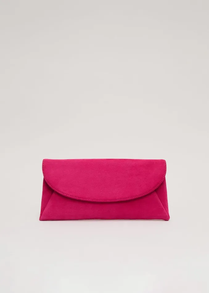 Women Phase Eight Bags and Clutches Suede Clutch Bag Pink