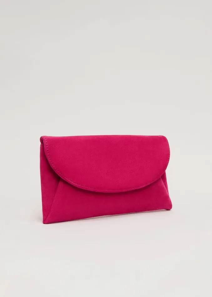 Women Phase Eight Bags and Clutches Suede Clutch Bag Pink