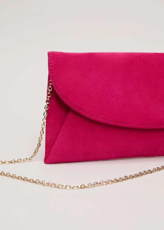 Women Phase Eight Bags and Clutches Suede Clutch Bag Pink
