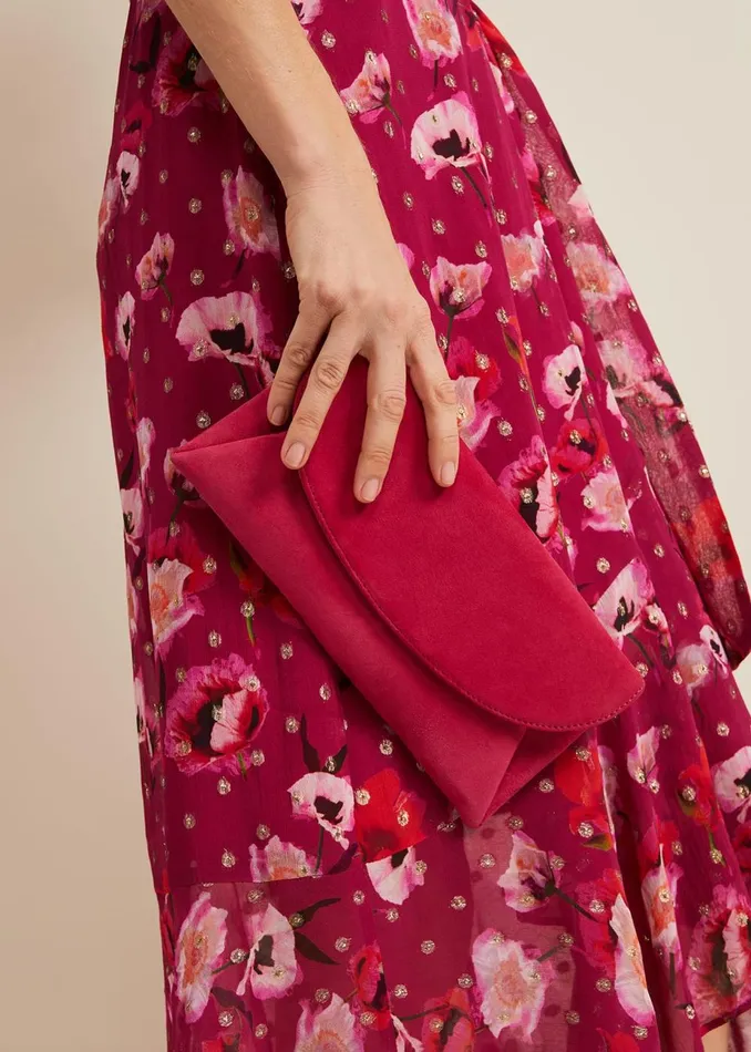 Women Phase Eight Bags and Clutches Suede Clutch Bag Pink