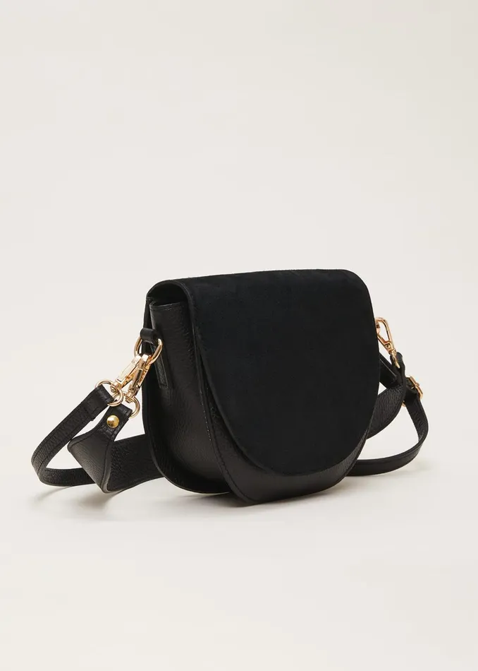 Women Phase Eight Bags and Clutches Suede Cross Body Bag Black