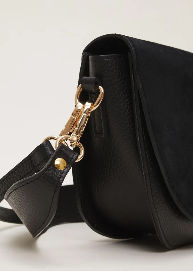 Women Phase Eight Bags and Clutches Suede Cross Body Bag Black