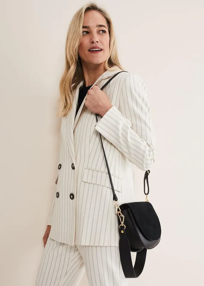 Women Phase Eight Bags and Clutches Suede Cross Body Bag Black