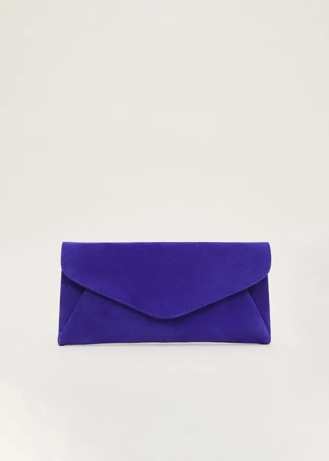 Women Phase Eight Bags and Clutches Wendie Dark Blue Suede Clutch Bag Cobalt