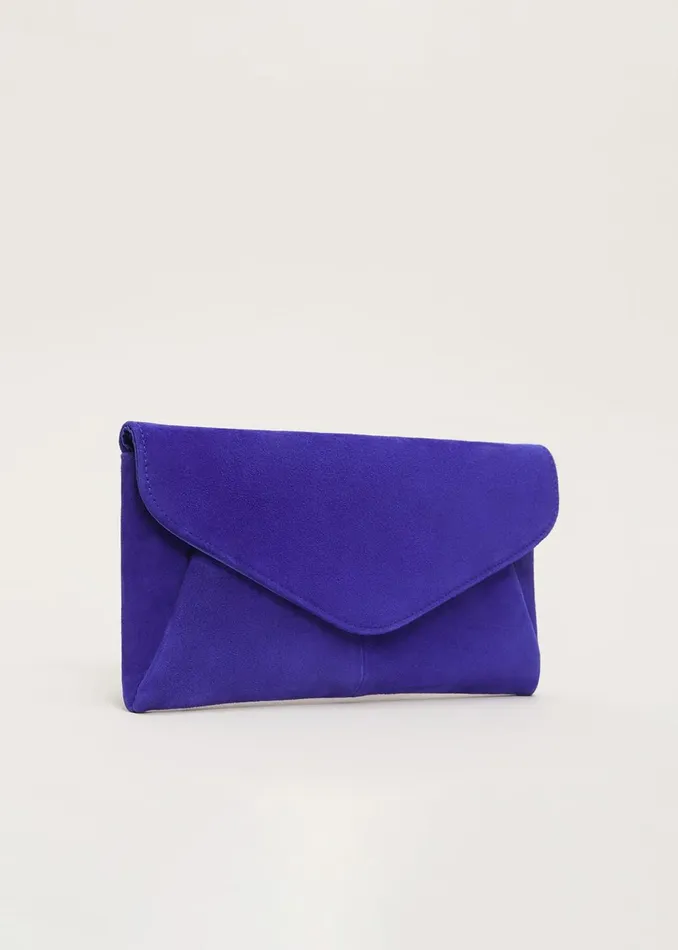 Women Phase Eight Bags and Clutches Wendie Dark Blue Suede Clutch Bag Cobalt