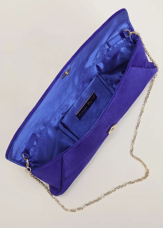 Women Phase Eight Bags and Clutches Wendie Dark Blue Suede Clutch Bag Cobalt