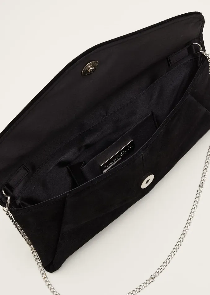 Women Phase Eight Bags and Clutches Wendie Suede Envelope Clutch Bag Black