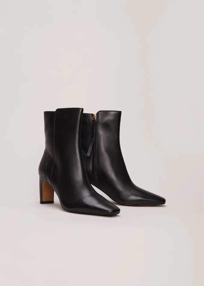 Women Phase Eight Boots Black Leather Ankle Boots Black