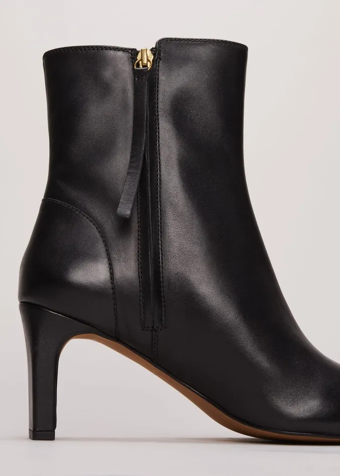 Women Phase Eight Boots Black Leather Ankle Boots Black