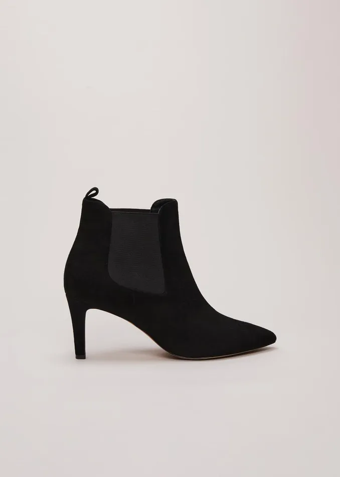 Women Phase Eight Boots Black Suede Ankle Boots Black