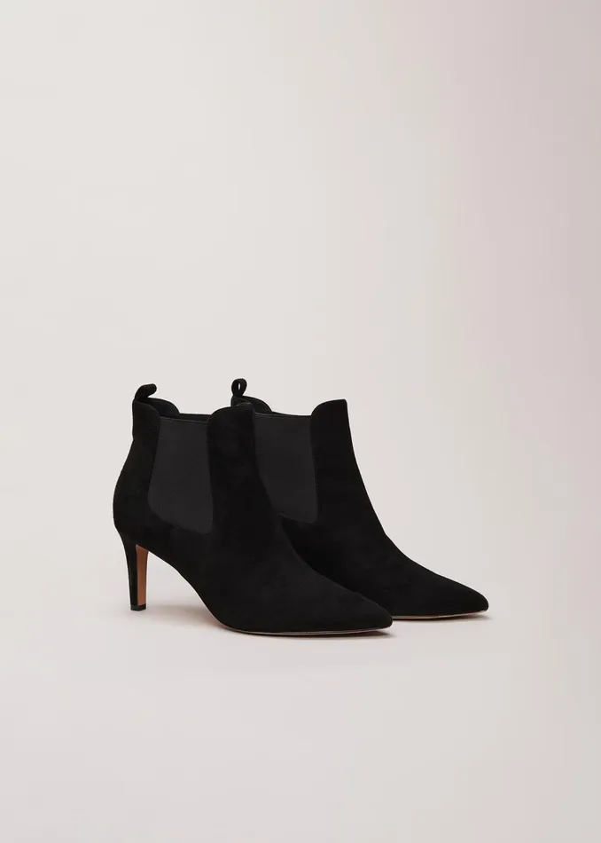 Women Phase Eight Boots Black Suede Ankle Boots Black