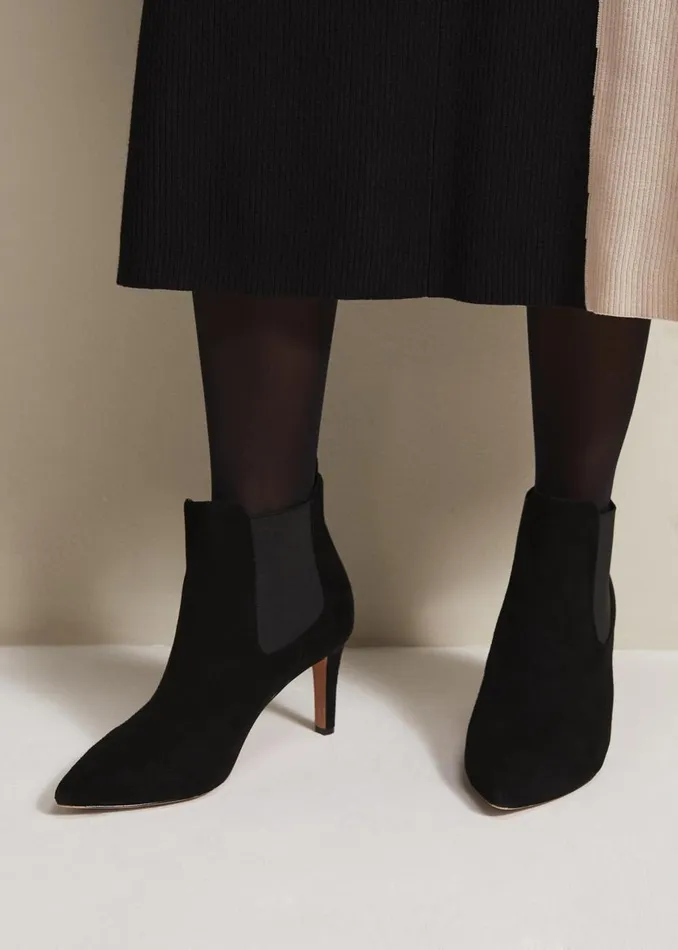 Women Phase Eight Boots Black Suede Ankle Boots Black