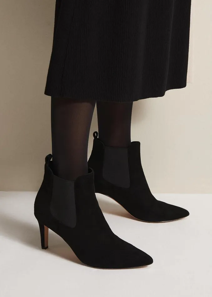 Women Phase Eight Boots Black Suede Ankle Boots Black