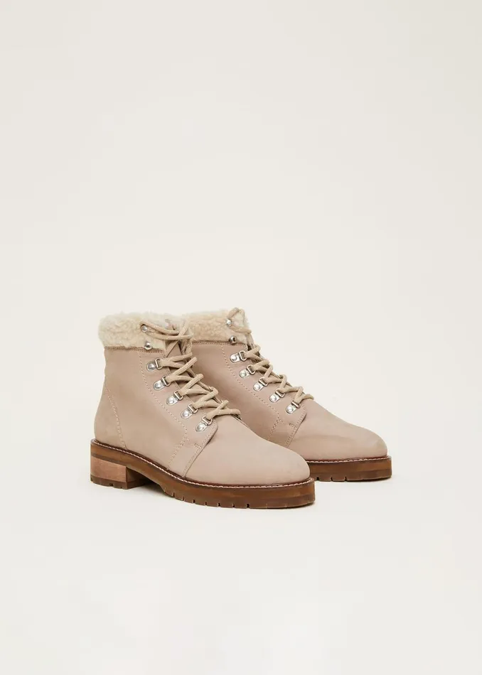 Women Phase Eight Boots Borg Trim Hiker Boot Stone