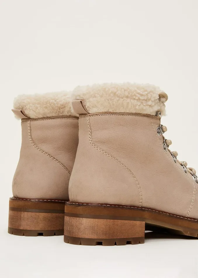Women Phase Eight Boots Borg Trim Hiker Boot Stone