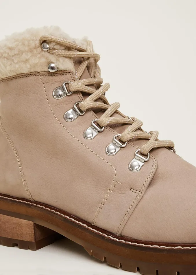 Women Phase Eight Boots Borg Trim Hiker Boot Stone