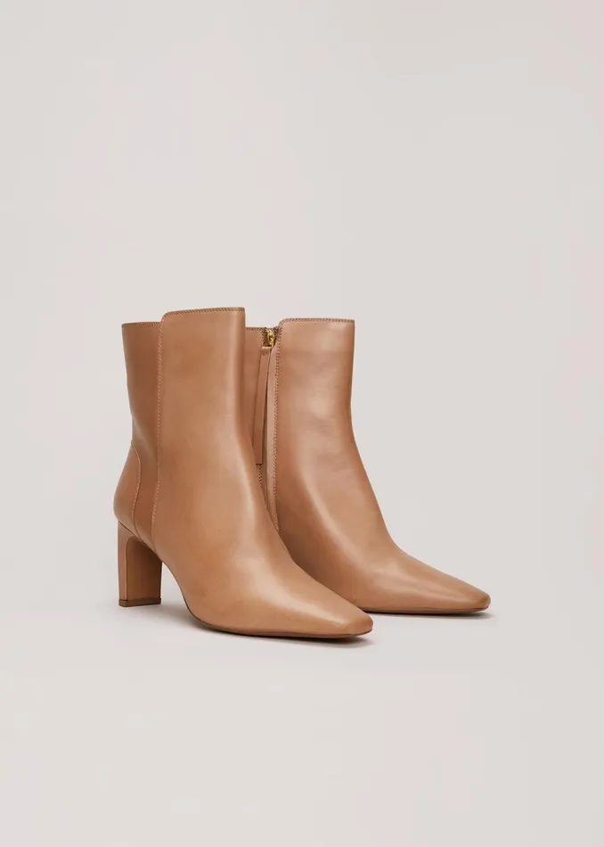 Women Phase Eight Boots Brown Leather Ankle Boots Light Tan