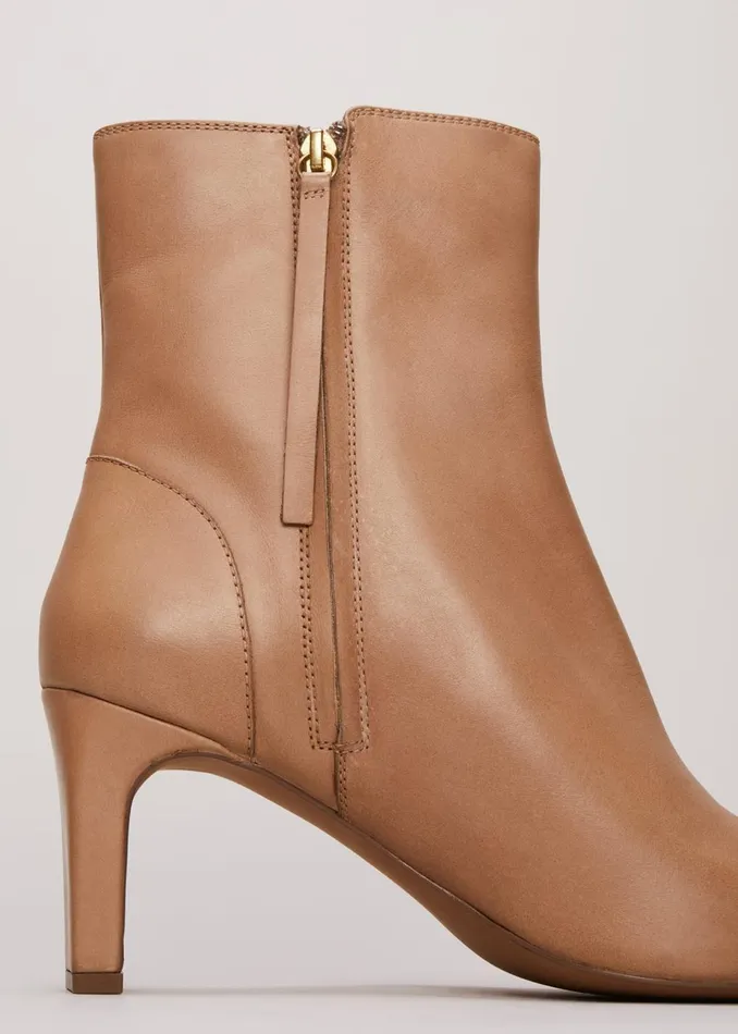 Women Phase Eight Boots Brown Leather Ankle Boots Light Tan