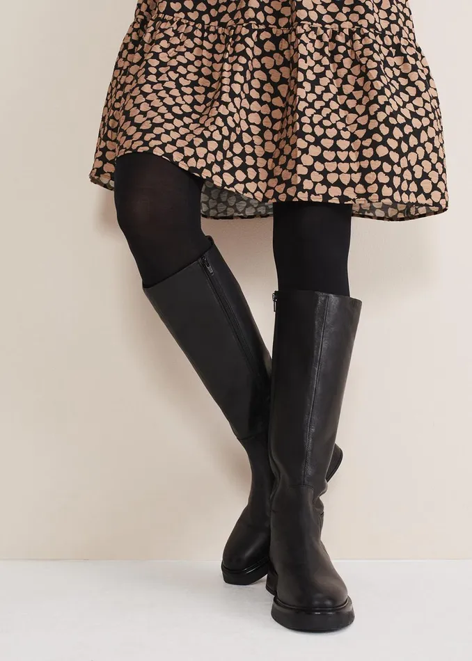 Women Phase Eight Boots Flat Knee High Boot Black
